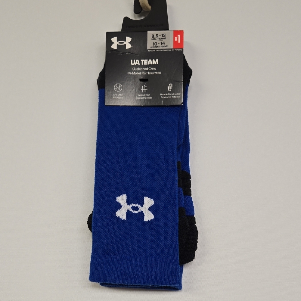 Under Armour UA Team Men's Black and Blue Athletic Socks 8.5-13